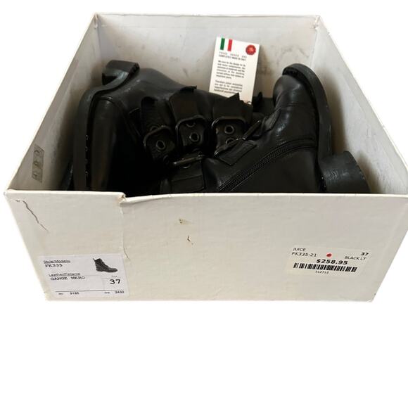 Just Juice Italy Black Leather Buckle Studded Ankle Boots –Goth Booties, Size 37 - Picture 9 of 9